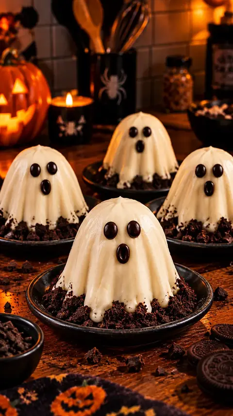 Doces de chocolate branco em formato de fantasmas