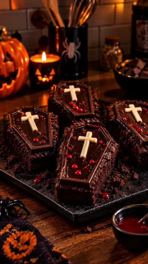 Brownies decorados como caixões
